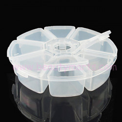 8-grid Round Clear Plastic Nail Art Tip Storage Box Case Tool