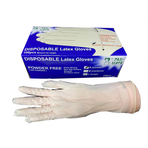 Pan-Mate Disposable Latex Hand Glove Powder Free 100pcs/box